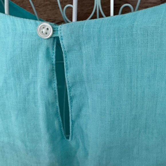 Sundance Turquoise Linen-Blend Peasant Tunic Sz M - Picture 4 of 8